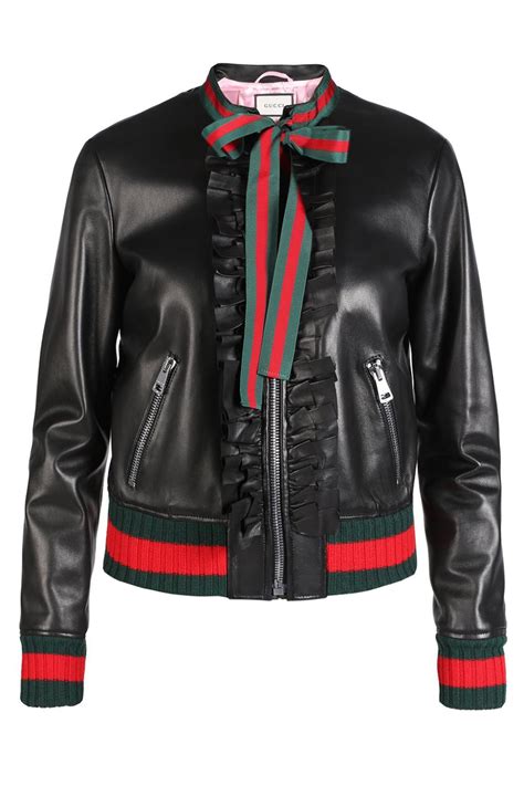 gucci logo leather|gucci leather jacket online.